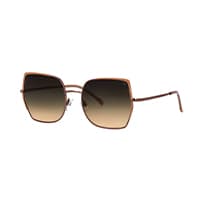 Braune Sonnenbrille mit großen quadratischen Gläsern und schmalen Bügeln.