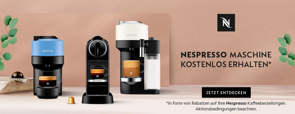 Jetzt Nespresso Maschine gratis erhalten in Form von Rabatten auf Ihre Nespresso Kaffeebestellungen*