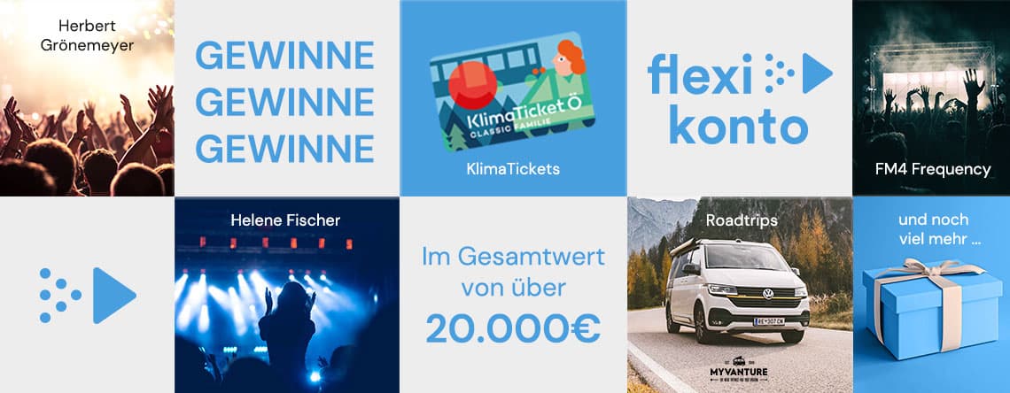 Jetzt am Flexikonto Gewinnspiel teilnehmen und Preise im Gesamtwert von über 20.000€ gewinnen