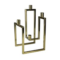 Goldener geometrischer Kerzenhalter mit vier Halterungen in rechteckiger Form.