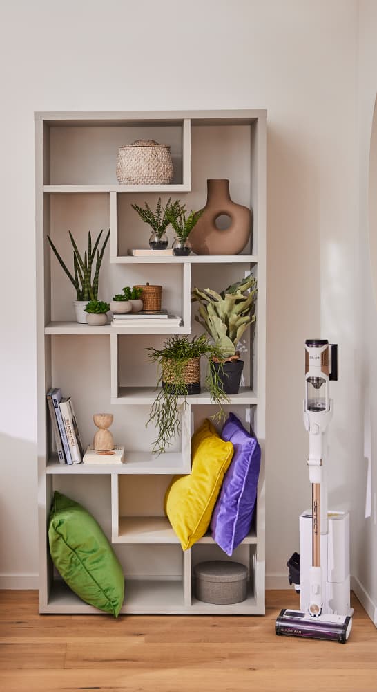 Regal und Staubsauger