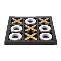 Tic-Tac-Toe-Spielbrett mit goldenen X und weißen O in einem schwarzen Rahmen