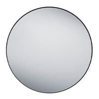 Runder Spiegel mit schwarzem Rand, zeigt keine Reflexionen