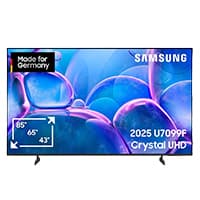 Samsung 2025 U7099F Crystal UHD TV mit blauer und lila Grafik
