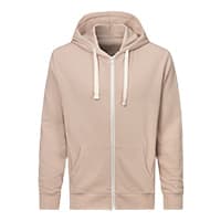 Beige Kapuzenjacke mit Reißverschluss und Kordeln, zwei Taschen vorne