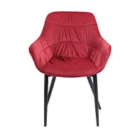 Rot gepolsterter Stuhl mit schwarzen Beinen, Ansicht von vorne