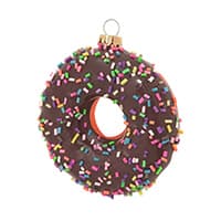 Donut-Weihnachtsanhänger mit Schokoladenüberzug und bunten Streuseln