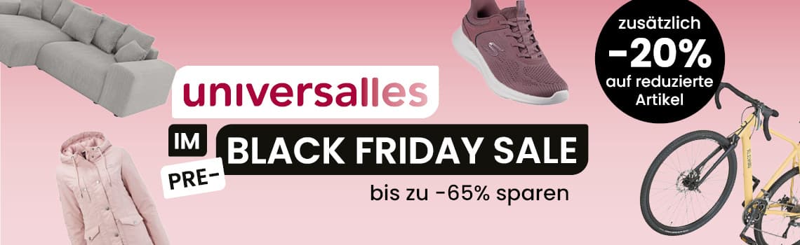 Zusätzlich -20 % auf reduzierte Artikel – Universalles Pre-Black Friday Sale, bis zu -65 % sparen – Sofa, pinke Jacke, Sneaker, Fahrrad