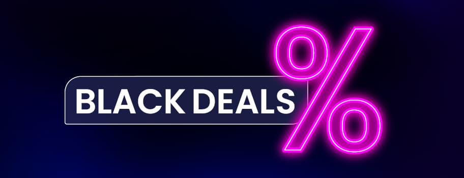 BLACK DEALS – Neonpinkes Prozentzeichen auf dunklem Hintergrund