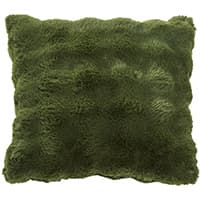 Quadratisches Kissen in dunkelgrünem, flauschigem Stoff