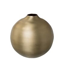 Runde Vase mit schmaler Öffnung und glänzender goldener Oberfläche