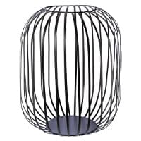 Drahtkäfig-Laterne mit offenem Design und runden Streben in schwarz, ohne Kerze oder Lichtquelle
