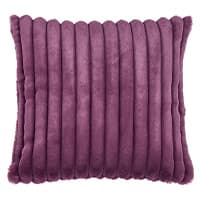 Quadratisches, lila Kissen mit vertikalen Streifenmuster, weich und flauschig