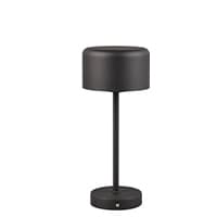 Schwarze Tischlampe mit rundem Lampenschirm und stabilem Standfuß