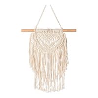 Makramee Wandbehang mit langen Fransen und Holzstab