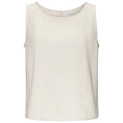 Ärmelloses, cremefarbenes Oberteil mit Rundhalsausschnitt, Vorderansicht