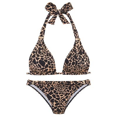 Bikini im Leopardenmuster mit Schleife am Nacken.