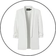 Eleganter weißer Blazer mit offenem Design und gekrempelten Ärmeln
