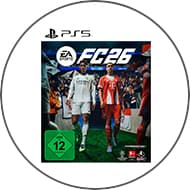 PlayStation 5 Spielhülle EA Sports FC 26 mit zwei Fußballspielern im Stadion auf dem Cover