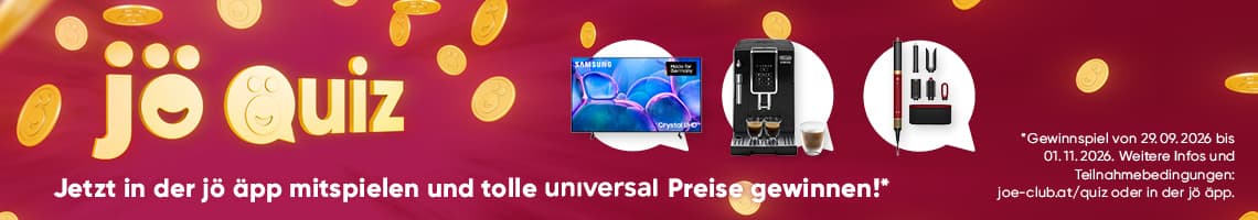 jö quiz – Jetzt in der jö äpp mitspielen und tolle universal Preise gewinnen, TV, Kaffeemaschine und Werkzeugset als Gewinne