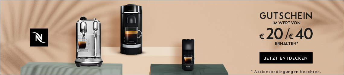 Nespresso- Gutschein von 20€ oder 40€ beim Kauf einer Kaffeemaschine erhalten