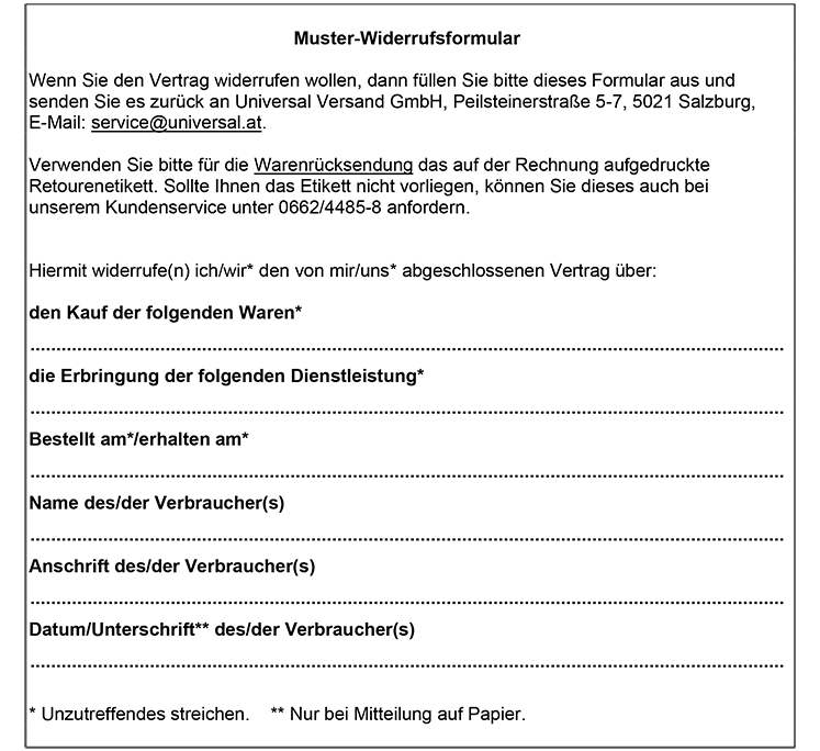 AGB Allgemeine Geschäftsbedingungen UNIVERSAL